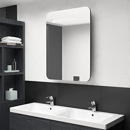 WSJHUHK Möbel, Schränke & Aufbewahrung, Waschtischunterschrank, Badezimmerunterschrank, LED-Badezimmer-Spiegelschrank, Anthrazit, 60 x 11 x 80 cm von WSJHUHK