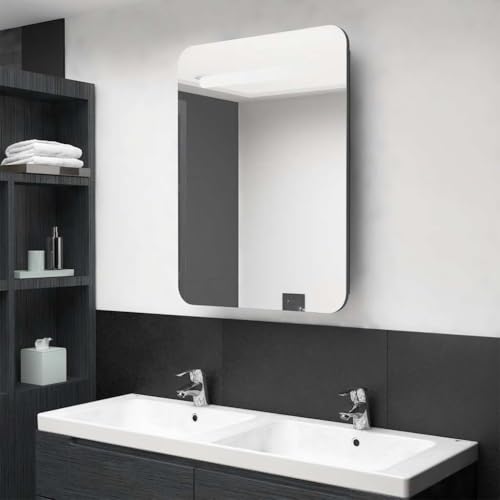 WSJHUHK Möbel, Schränke und Aufbewahrung, Waschtischunterschrank, Badezimmerunterschrank, LED-Badezimmer-Spiegelschrank, glänzend, grau, 60 x 11 x 80 cm von WSJHUHK