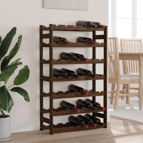 WSJHUHK Möbel, Schränke und Aufbewahrung, Weinregale, Weinregal für 42 Flaschen, Braun, Massivholz, Kiefer von WSJHUHK