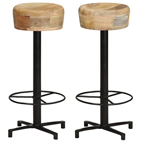 WSJHUHK Möbel, Stühle, Tisch & Barhocker, Barhocker, 2 Stück, 76 cm, massives Mangoholz von WSJHUHK
