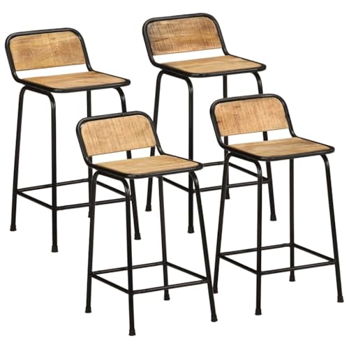 WSJHUHK Möbel, Stühle, Tisch & Barhocker, Barhocker, 4 Stück, 46 x 35,5 x 80 cm, Massivholz, Mango grob von WSJHUHK