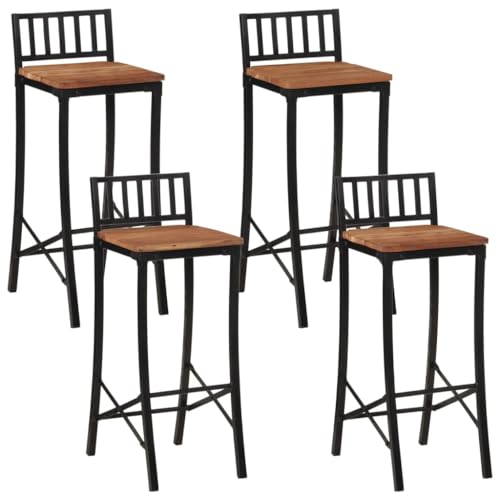 WSJHUHK Möbel, Stühle, Tisch und Barhocker, Barstühle, Massivholz, Akazie, 4 Stück von WSJHUHK