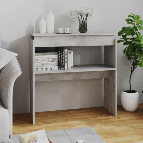 WSJHUHK Möbel, Tische, Akzenttische, Beistelltische, Konsolentisch, Betongrau, 80 x 30 x 80 cm, Holzwerkstoff von WSJHUHK