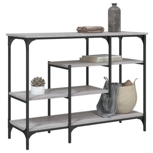 WSJHUHK Möbel, Tische, Akzenttische, Beistelltische, Konsolentisch mit Regalen, Grau, Sonoma, 100 x 35 x 75 cm von WSJHUHK