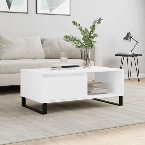 WSJHUHK Möbel, Tische, Akzenttische, Couchtische, Couchtisch, Weiß, 90 x 50 x 36,5 cm, Holzwerkstoff WSJHUHK Möbel, Tische, Akzenttische, Couchtische, Couchtisch, Weiß, 90 x 50 x 36,5 cm, Holzwerkstoff von WSJHUHK