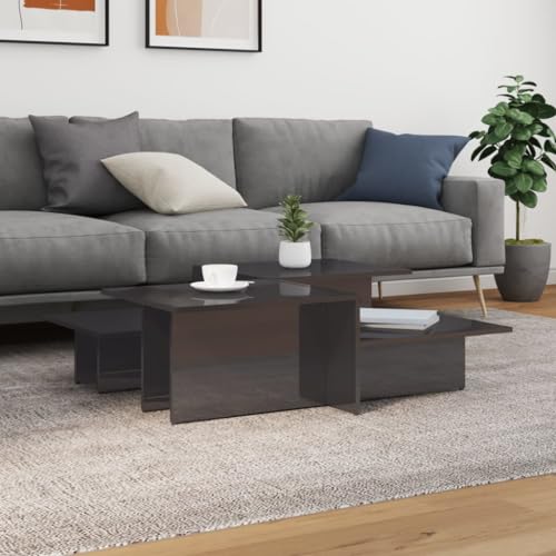 WSJHUHK Möbel, Tische, Akzenttische, Couchtische, Couchtische, 2 Stück, Hochglanz-Grau, Holzwerkstoff von WSJHUHK