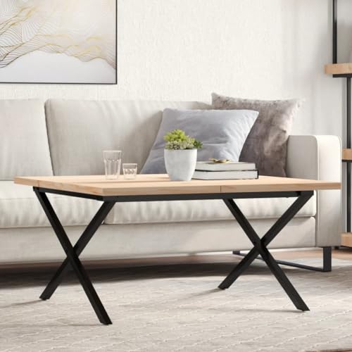 WSJHUHK Möbel, Tische, Küchen- und Esszimmertische, Couchtisch, X-Rahmen, 90 x 90 x 45,5 cm, Massivholz, Kiefer und Stahl WSJHUHK Möbel, Tische, Küchen- und Esszimmertische, Couchtisch, X-Rahmen, 90 x 90 x 45,5 cm, Massivholz, Kiefer und Stahl von WSJHUHK