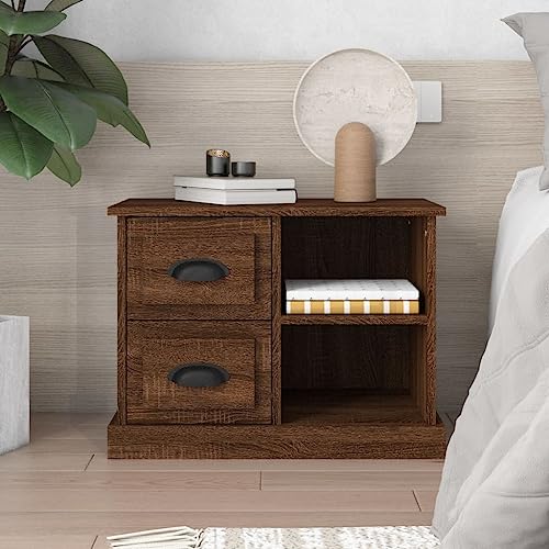 WSJHUHK Möbel, Tische, Nachttische, Nachttisch, braune Eiche, 60 x 35,5 x 45 cm von WSJHUHK
