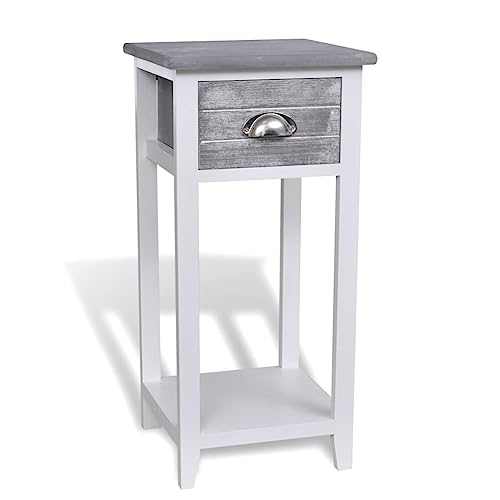 WSJHUHK Möbel, Tische, Nachttische, Nachttisch mit 1 Schublade, Grau und Weiß WSJHUHK Möbel, Tische, Nachttische, Nachttisch mit 1 Schublade, Grau und Weiß von WSJHUHK