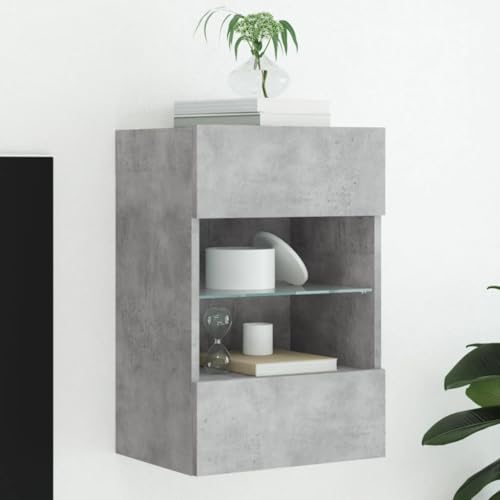 WSJHUHK Möbel, Unterhaltungszentren und TV-Ständer, TV-Wandschrank mit LED-Lichtern, Betongrau, 40 x 30 x 60,5 cm von WSJHUHK