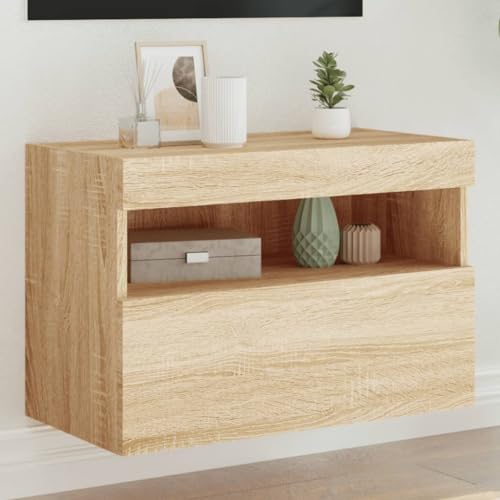 WSJHUHK Möbel, Unterhaltungszentren & TV-Ständer, TV-Wandschrank mit LED-Lichtern, Sonoma-Eiche, 60 x 30 x 40 cm von WSJHUHK