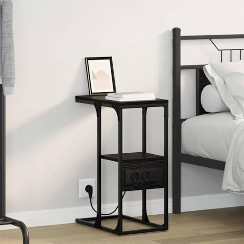 WSJHUHK Nachtkommode, schwarze Eiche, 41,5 x 26 x 60,5 cm, Holz-Möbel, Tische, Nachttische von WSJHUHK