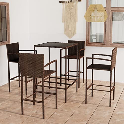 WSJHUHK Outdoor Möbel Sets-home-5-teiliges Gartenbar-Set Polyrattan braun WSJHUHK Outdoor Möbel Sets-home-5-teiliges Gartenbar-Set Polyrattan braun von WSJHUHK