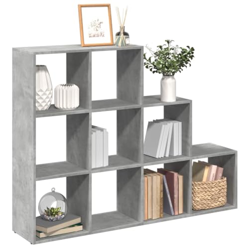 WSJHUHK Raumteiler Bücherregal 3 Etagen Beton Grau 137,5x29x103,5cm Holzwerkstoff von WSJHUHK