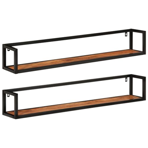 WSJHUHK Regal für Zuhause, Wandregale und Latten, Wandregale, 2 Stück, 110 x 17 x 17 cm, Massivholz, Akazie und Eisen WSJHUHK Regal für Zuhause, Wandregale und Latten, Wandregale, 2 Stück, 110 x 17 x 17 cm, Massivholz, Akazie und Eisen von WSJHUHK