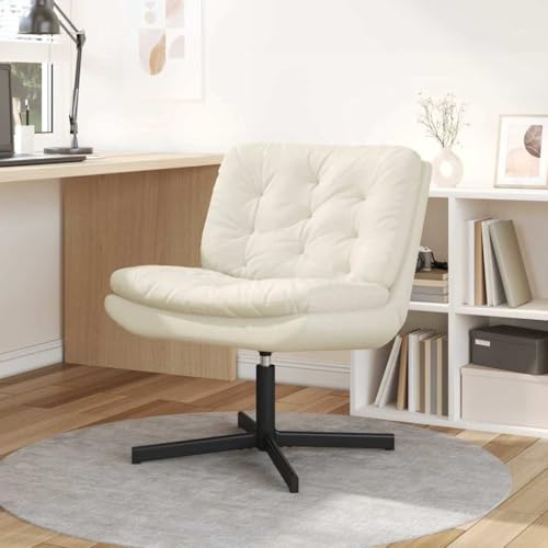 WSJHUHK Relaxsessel Drehstuhl mit Kissen, cremefarben, 63 x 75 x 76 cm, Samt, Möbel, Stühle von WSJHUHK
