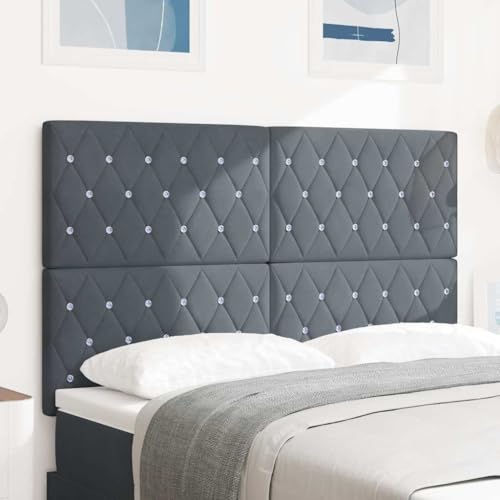 WSJHUHK Samt-Kopfteil Argyle mit Kopfteil, dunkelgrau, 160 cm, Samt-Möbel, Betten & Zubehör, Kopfteile & Fußteile von WSJHUHK