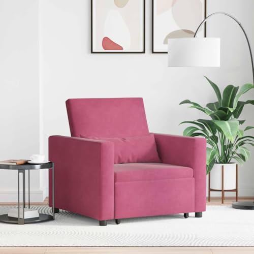 WSJHUHK Schlafsofa für Einzelbett, 90 x 165 x 87 cm, Samt-Möbel, Stühle, Sessel, Liegestühle, Liegestühle und Schlafsessel, Weinrot von WSJHUHK