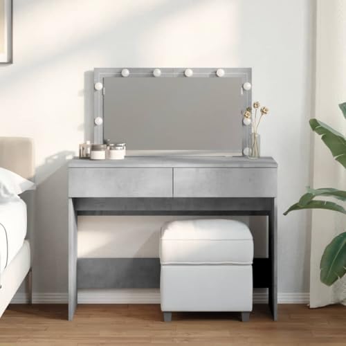 WSJHUHK Schminktisch mit LED Betongrau 100x40x120cm von WSJHUHK