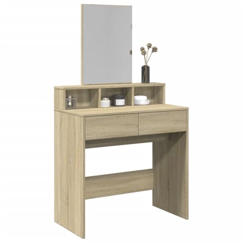 WSJHUHK Schminktisch mit Spiegel Sonoma Eiche 80x41x144,5cm von WSJHUHK