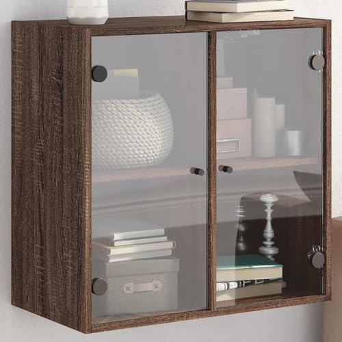 WSJHUHK Schränke für Zuhause und Aufbewahrung, Lagerschränke und Schließfächer, Wandschrank mit Glastüren, Eiche Braun, 68 x 37 x 68,5 cm von WSJHUHK