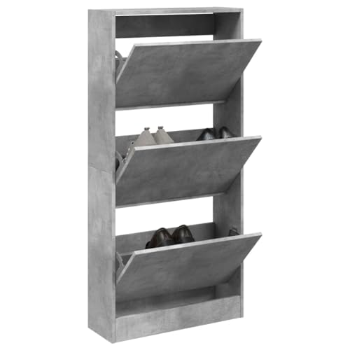 WSJHUHK Schuhschrank Betongrau 60x21x125,5 cm Holzwerkstoff von WSJHUHK