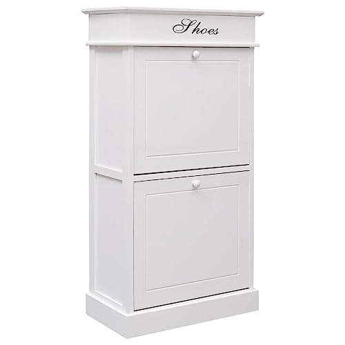 WSJHUHK Schuhschrank weiß 50x28x98cm Paulownia-Holz von WSJHUHK