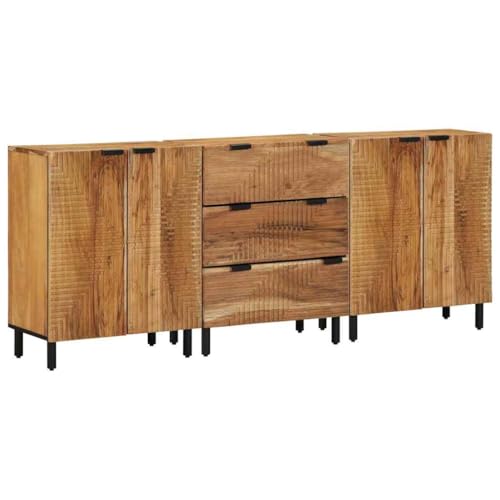 WSJHUHK Sideboard 3 Stück braun 60 x 33 x 75 cm Akazienholz Möbel Möbel Schränke & Aufbewahrung Aufbewahrungsschränke & Schließfächer von WSJHUHK