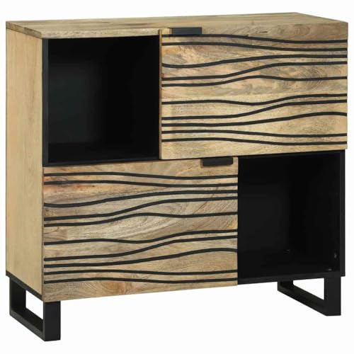 WSJHUHK Sideboard braun 80 x 33 x 75 cm massives Mangoholz-Möbel, Schränke & Aufbewahrung, Buffets & Sideboards von WSJHUHK