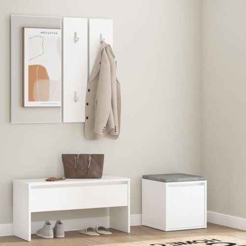 WSJHUHK Sitzbänke, Aufbewahrungs- und Eingangsbänke, Flurmöbel-Set, weißes Holzwerkstoff WSJHUHK Sitzbänke, Aufbewahrungs- und Eingangsbänke, Flurmöbel-Set, weißes Holzwerkstoff von WSJHUHK