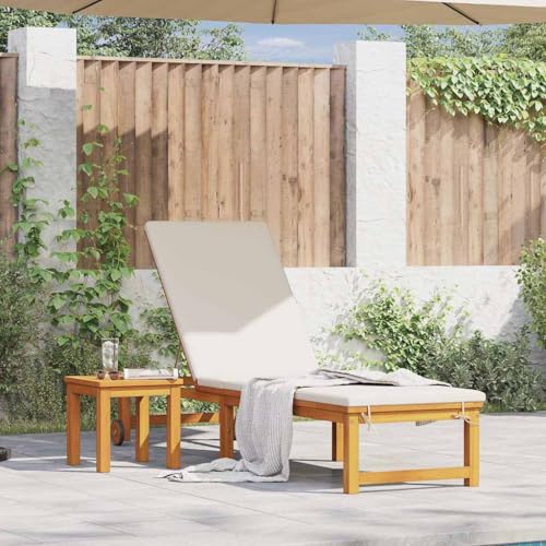 WSJHUHK Sonnenliege für 1 Person, braun, 53 x 202 x 89 cm, massives Akazienholz, Möbel, Outdoor-Möbel, Sitzgelegenheiten im Freien, Sonnenliegen von WSJHUHK