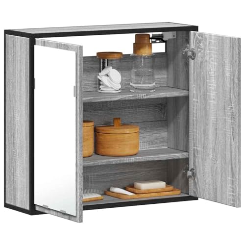 WSJHUHK Spiegelschrank Bad Grau Sonoma 65x20x60cm Holzwerkstoff von WSJHUHK