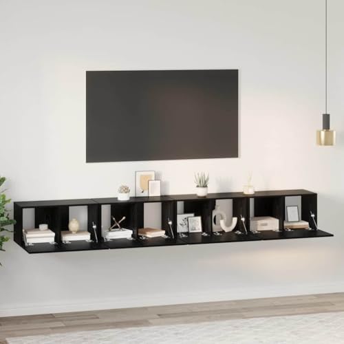 WSJHUHK TV-Schrank-Set, 4-teilig, schwarze Eiche, 60 x 30 x 30 cm, Holz-Möbel, TV-Ständer und TV-Schränke von WSJHUHK