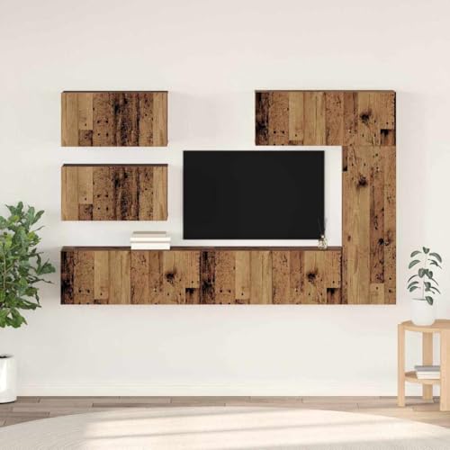 WSJHUHK TV-Schrank-Set, 6-teilig, Altholz 30,5 x 30 x 90 cm, Holz-Möbel, TV-Ständer und TV-Schränke von WSJHUHK