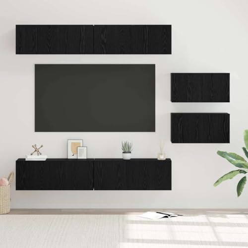 WSJHUHK TV-Schrank-Set, 6-teilig, schwarze Eiche, 80 x 30 x 30 cm, Holz-Möbel, TV-Ständer und TV-Schränke von WSJHUHK