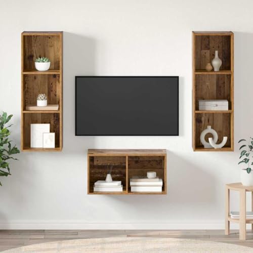 WSJHUHK TV-Schrank-Set, Altholz, 37 x 37 x 107 cm, Holz-Möbel, TV-Ständer & TV-Schränke von WSJHUHK