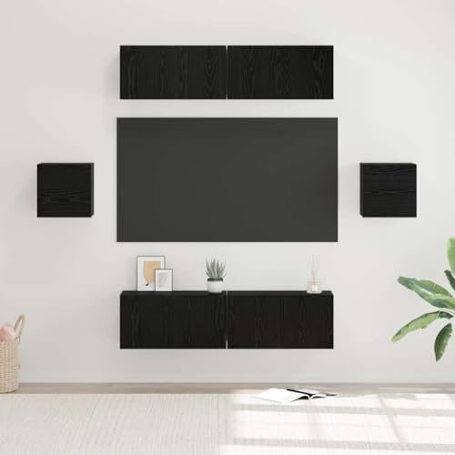 WSJHUHK TV-Schrank-Set, Wandmontage, 6-teilig, schwarze Eiche, Holz-Möbel, TV-Ständer und TV-Schränke WSJHUHK TV-Schrank-Set, Wandmontage, 6-teilig, schwarze Eiche, Holz-Möbel, TV-Ständer und TV-Schränke von WSJHUHK