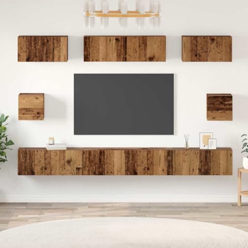 WSJHUHK TV-Schrank-Set, Wandmontage, 8-teilig, Altholz Holz-Möbel, TV-Ständer und TV-Schränke WSJHUHK TV-Schrank-Set, Wandmontage, 8-teilig, Altholz Holz-Möbel, TV-Ständer und TV-Schränke von WSJHUHK