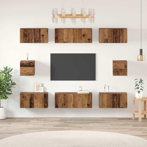 WSJHUHK TV-Schrank-Set, Wandmontage, 8-teilig, Altholz Holz-Möbel, TV-Ständer und TV-Schränke WSJHUHK TV-Schrank-Set, Wandmontage, 8-teilig, Altholz Holz-Möbel, TV-Ständer und TV-Schränke von WSJHUHK