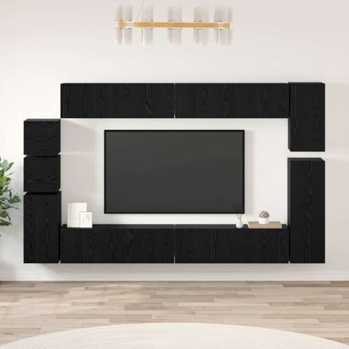 WSJHUHK TV-Schrank-Set, Wandmontage, 9-teilig, schwarze Eiche, Holz-Möbel, TV-Ständer und TV-Schränke WSJHUHK TV-Schrank-Set, Wandmontage, 9-teilig, schwarze Eiche, Holz-Möbel, TV-Ständer und TV-Schränke von WSJHUHK