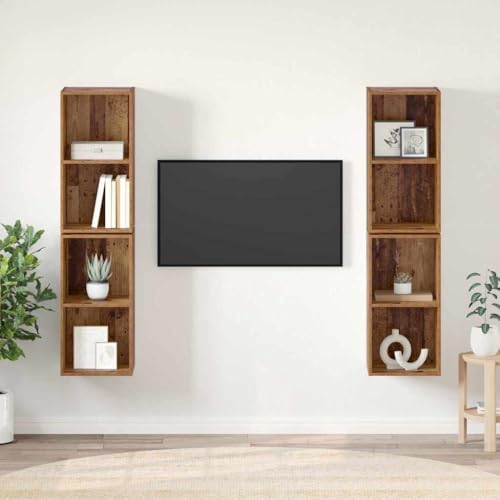 WSJHUHK TV-Wandschrank, 4 Stück, Altholz 37 x 37 x 72 cm, Holz-Möbel, TV-Ständer und TV-Schränke von WSJHUHK
