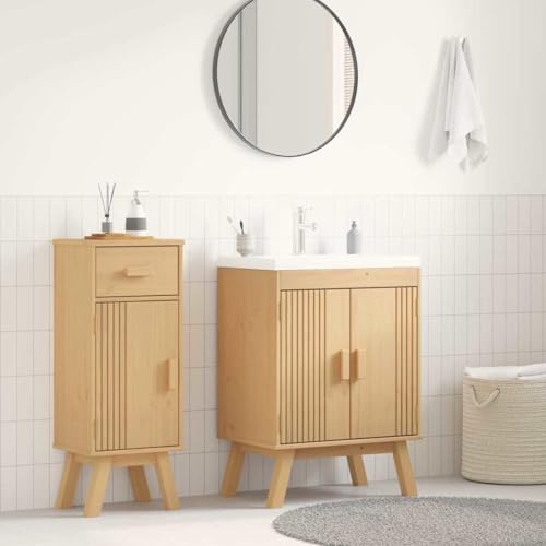 WSJHUHK Waschbeckenunterschrank, 114 x 43 x 73,5 cm, Massivholz, Kiefermöbel, Möbelsets, Badezimmermöbel-Sets von WSJHUHK