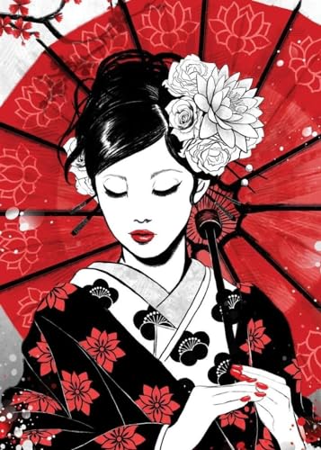 Leinwanddruck Japan Wandkunst Dekor Geisha Tier Ramen Nostalgie Samurai Vintage Home Cartoon Gemälde Kawaii Raumdekoration Leinwand Poster Geschenke, 30 X 45 cm Ohne Rahmen von WSJIJY