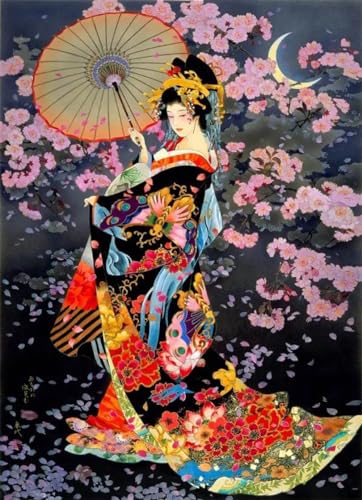Leinwanddruck Japanische Geisha-Frauen-Poster Und Drucke, Geisha-Leinwandgemälde, Wandkunst, Samurai-Bilder Für Wohnzimmer, Schlafzimmer, Heimdekoration, Geschenke, 15 X 20 cm, Ohne Rahmen von WSJIJY
