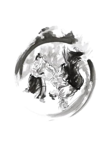 Leinwanddruck Japanische Samurai-Karate-Kampfkunst, Abstrakte Figur, Schwarz-Weiß, Leinwandgemälde, Wandposter, Drucke, Wohnzimmer, Heimdekoration, Bilder, Geschenke, 70 X 100 cm, Ohne Rahmen von WSJIJY