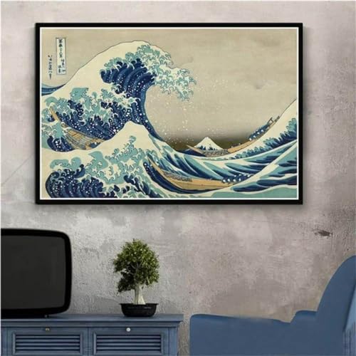 Leinwanddruck Kanagawa Ansichten Mount Katsushika Welle Leinwand Malerei Poster Und Drucke Wandbilder Für Wohnzimmer Dekoration Home Decor Geschenk, 21 X 30 cm Ohne Rahmen von WSJIJY