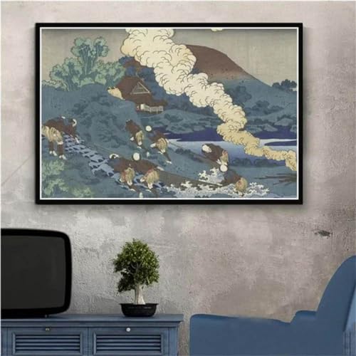 Leinwanddruck Kanagawa Ansichten Mount Katsushika Welle Leinwand Malerei Poster Und Drucke Wandbilder Für Wohnzimmer Dekoration Home Decor Geschenk, 60 X 90 cm Ohne Rahmen von WSJIJY