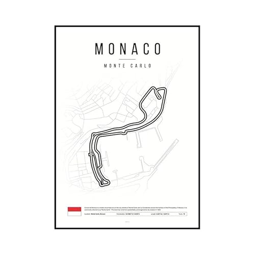 Leinwanddruck Weißes Formel-Rennstrecken-Poster, Ästhetisches Rennen, Leinwandgemälde, Rennstreckendruck, Wandkunstbild Für Garage, Heimdekoration, 30 X 45 cm, Ohne Rahmen von WSJIJY