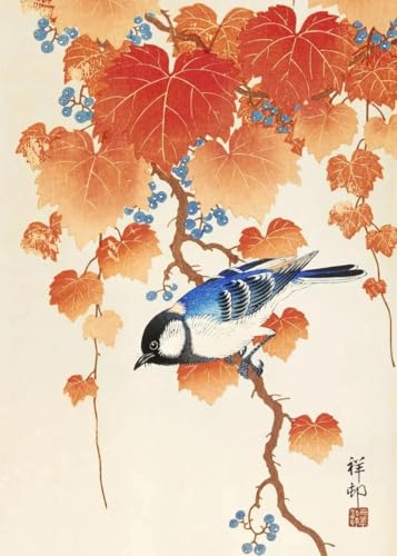 WSJIJY Leinwanddruck Chinesische Vintage-Poster Mit Ginkgo-Blume Vogel Pflanze Kunst Leinwand Landschaft Wandgemälde Drucke Bild Für Wohnzimmer Heimdekoration 30 X 45 cm OHN von WSJIJY