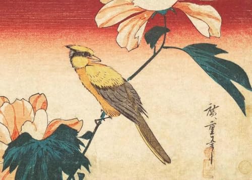 WSJIJY Leinwanddruck Chinesische Vintage-Poster Mit Ginkgo-Blume Vogel Pflanze Kunst Leinwand Landschaft Wandgemälde Drucke Bild Für Wohnzimmer Heimdekoration 50 X 70 cm OHN von WSJIJY